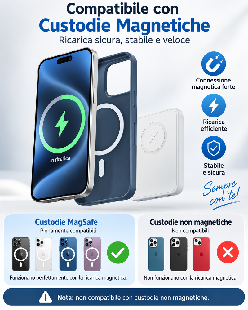 Power Bank Magnetico Wireless 10000 mAh per iPhone